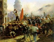 Painting of a barricade on Rue Soufflot Horace Vernet